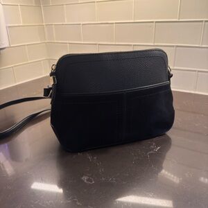 Talbots Black Leather and Suede  w Gold Crossbody Bag